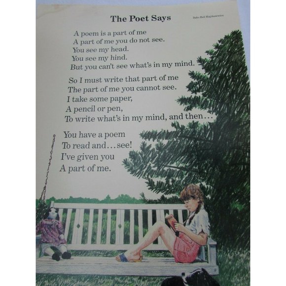 The Poet Says Grade School Poster Babs Bell Hajdusiewicz 30234 Poetry VNTG - Picture 3 of 5